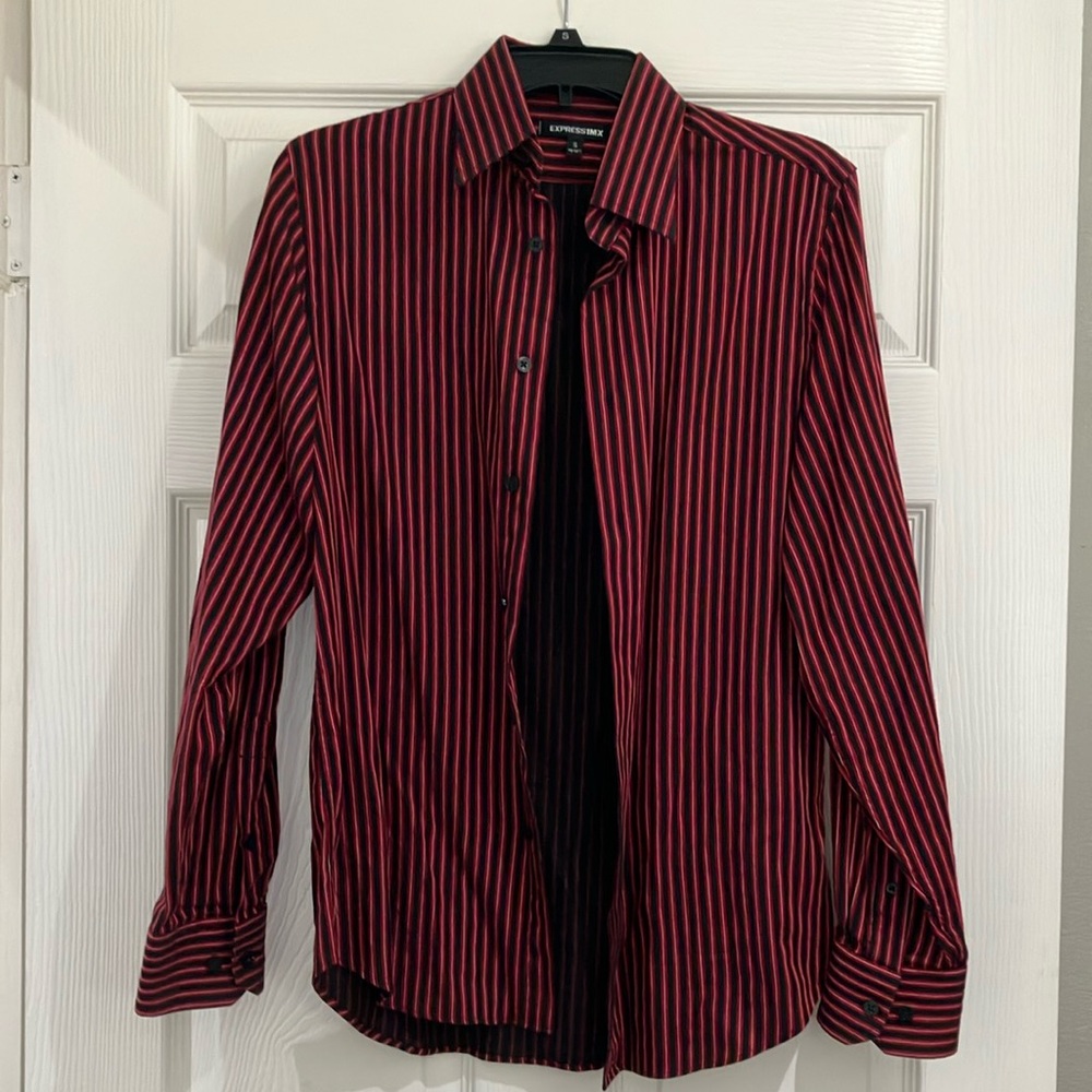 Last call-Express Red and Black Casual Button Down Shirt